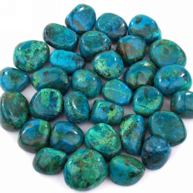 Chrysokoll Trommelsteine handpoliert Ø ca. 30 – 40 mm Edelsteine Heilsteine bei Wunderstein24