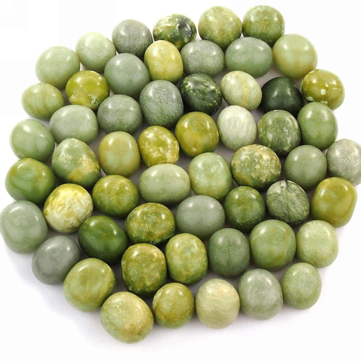 Jade | Serpentin Trommelsteine handpoliert Ø ca. 20 – 25 mm Edelsteine Heilsteine bei Wunderstein24 Jade | Serpentin Trommelsteine handpoliert Ø ca. 20 – 25 mm Edelsteine Heilsteine bei Wunderstein24