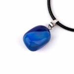 Achat blau Anhänger mit silberner Öse Edelsteine Heilsteine bei Wunderstein24