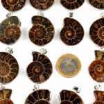 großer Ammonit Anhänger Länge ca. 52 – 58 mm mit silberner Öse Edelsteine Heilsteine bei Wunderstein24