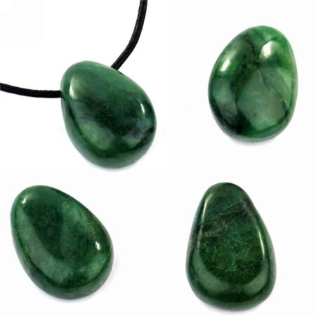 Prasem | Smaragdquarz Cabochon Anhänger seitlich gebohrt Edelsteine Heilsteine bei Wunderstein24