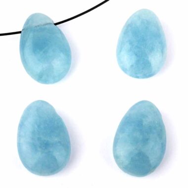 Aquamarin | Beryll Cabochon Anhänger seitlich gebohrt Edelsteine Heilsteine bei Wunderstein24
