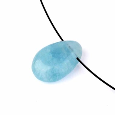 Aquamarin | Beryll Cabochon Anhänger seitlich gebohrt Edelsteine Heilsteine bei Wunderstein24