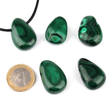 Malachit Cabochon Anhänger seitlich gebohrt Edelsteine Heilsteine bei Wunderstein24