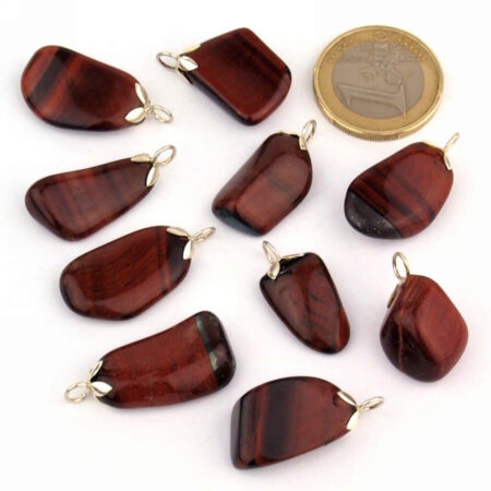 Tigerauge rot Anhänger mit 925 Sterling-Silber Öse Edelsteine Heilsteine bei Wunderstein24