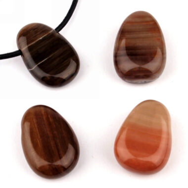 Versteinertes Holz Cabochon Anhänger seitlich gebohrt Edelsteine Heilsteine bei Wunderstein24