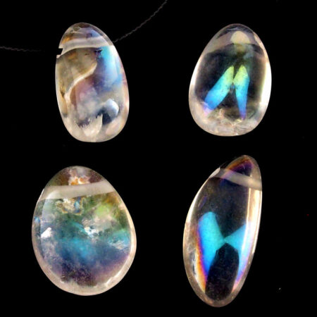 Aqua | Angel Aura Bergkristall Cabochon Anhänger seitlich gebohrt Edelsteine Heilsteine bei Wunderstein24