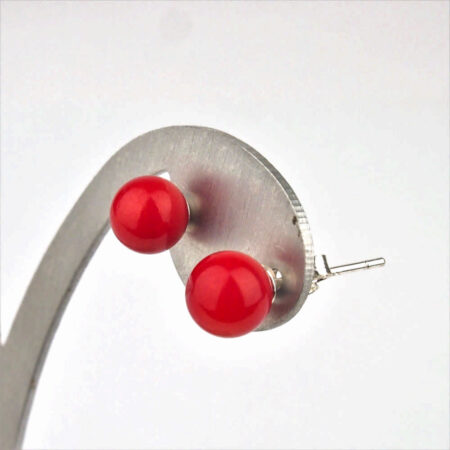 rote Koralle Ø 6 mm Kugel Ohrstecker Paar & 925 Sterling-Silber Edelsteine Heilsteine bei Wunderstein24