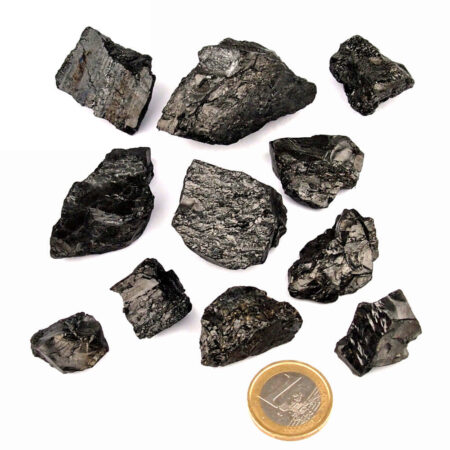 Edelschungit Natur Kristalle roh Ø ca. 20 – 50 mm Edelsteine Heilsteine bei Wunderstein24