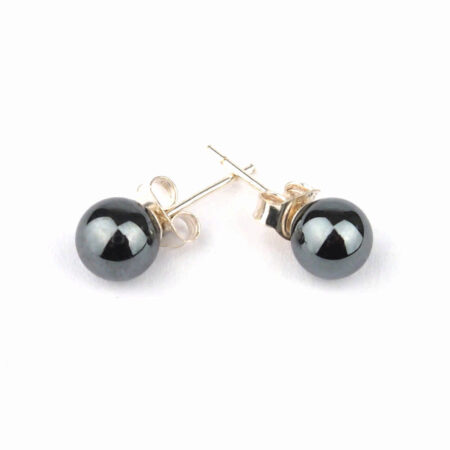 Hämatit Ø 6 mm Kugel Ohrstecker Paar versilbert Edelsteine Heilsteine bei Wunderstein24