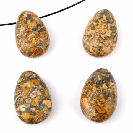 Leoparden Jaspis gelb Cabochon Anhänger seitlich gebohrt Edelsteine Heilsteine bei Wunderstein24
