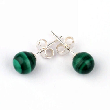 Malachit Ø 6 mm Kugel Ohrstecker Paar & 925 Sterling-Silber Edelsteine Heilsteine bei Wunderstein24