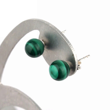Malachit Ø 6 mm Kugel Ohrstecker Paar & 925 Sterling-Silber Edelsteine Heilsteine bei Wunderstein24