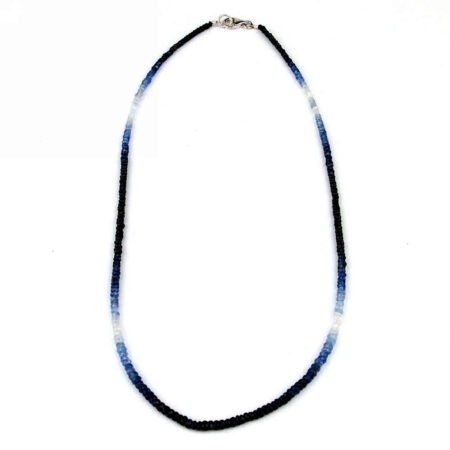 Saphir facettierte Perlen Kette mit Farbverlauf Länge 45 cm in bester Qualität Edelsteine Heilsteine bei Wunderstein24