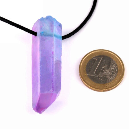 Aqua | Angel Aura Lemuria-Bergkristall Spitzen Anhänger gebohrt Edelsteine Heilsteine bei Wunderstein24