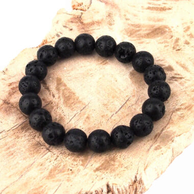 Lava Ø 10 mm Kugel Edelstein Armband flexibel und dehnbar Edelsteine Heilsteine bei Wunderstein24