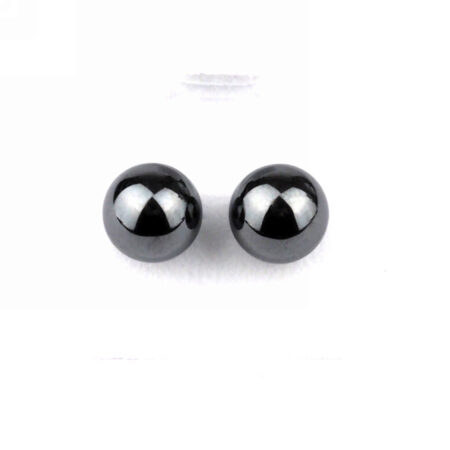 Hämatit Ø 8 mm Kugel Ohrstecker Paar versilbert Edelsteine Heilsteine bei Wunderstein24