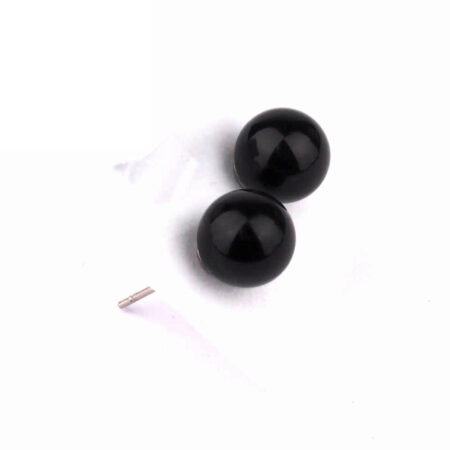 Obsidian schwarz Ø 8 mm Kugel Ohrstecker Paar versilbert Edelsteine Heilsteine bei Wunderstein24