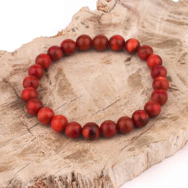 rote Koralle Ø 8 mm Kugel Edelstein Armband flexibel und dehnbar Edelsteine Heilsteine bei Wunderstein24