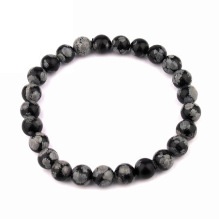 Schneeflocken Obsidian Ø 8 mm Kugel Edelstein Armband flexibel und dehnbar Edelsteine Heilsteine bei Wunderstein24
