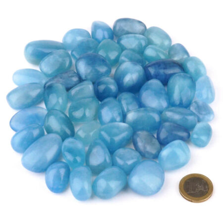 Aquamarin | Beryll Trommelsteine blau Ø ca. 18 – 40 mm handpoliert in bester Qualität Edelsteine Heilsteine bei Wunderstein24