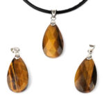 Labradorit facettierter Tropfen | Cabochon Anhänger mit Silber rhodinierter Öse Edelsteine Heilsteine bei Wunderstein24