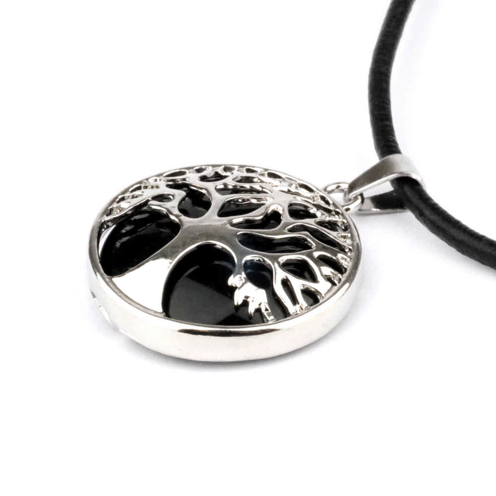 Achat schwarz Lebensbaum Anhänger mit silberner Öse und Fassung Edelsteine Heilsteine bei Wunderstein24 Achat schwarz Lebensbaum Anhänger mit silberner Öse und Fassung Edelsteine Heilsteine bei Wunderstein24