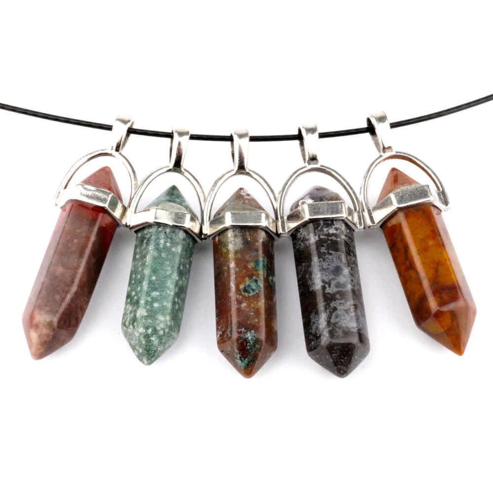 Achat bunt Spitze | Doppelender Anhänger mit silberner Öse Edelsteine Heilsteine bei Wunderstein24 Achat bunt Spitze | Doppelender Anhänger mit silberner Öse Edelsteine Heilsteine bei Wunderstein24