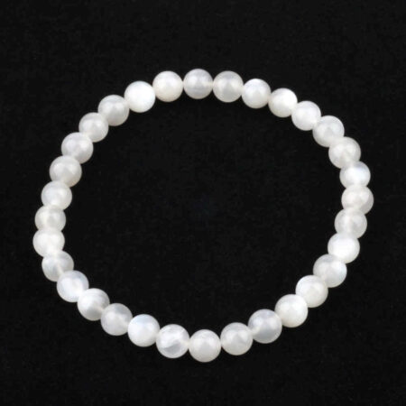 Mondstein weiß Ø 6 mm Kugel Edelstein Armband flexibel und dehnbar Edelsteine Heilsteine bei Wunderstein24