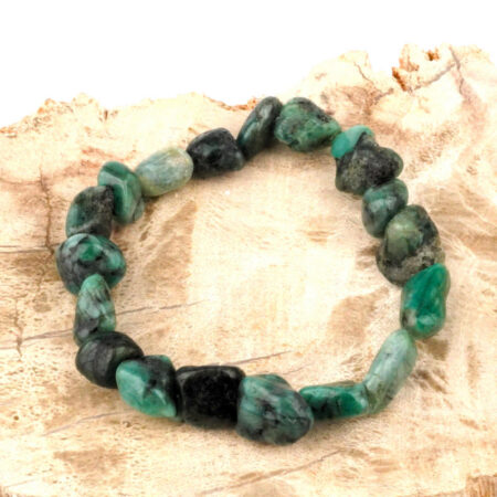 Smaragd Ø 8 x 12 mm Nugget Edelstein Armband flexibel und dehnbar Edelsteine Heilsteine bei Wunderstein24