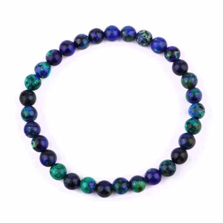 Azurit & Chrysokoll Ø 6,5 mm Kugel Armband flexibel und dehnbar in einzigartiger Qualität Edelsteine Heilsteine bei Wunderstein24