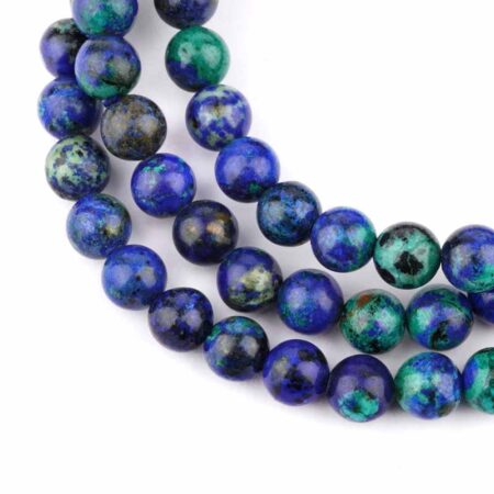 Azurit & Chrysokoll Ø 6,5 mm Kugel Armband flexibel und dehnbar in einzigartiger Qualität Edelsteine Heilsteine bei Wunderstein24