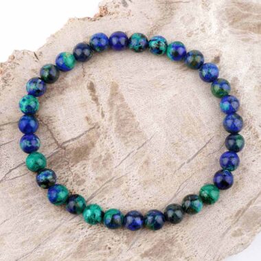 Azurit & Chrysokoll Ø 6,5 mm Kugel Armband flexibel und dehnbar in einzigartiger Qualität Edelsteine Heilsteine bei Wunderstein24