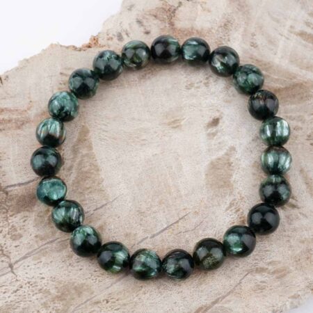 Serafinit Ø 8 mm Kugel Armband flexibel und dehnbar in bester Qualität Edelsteine Heilsteine bei Wunderstein24