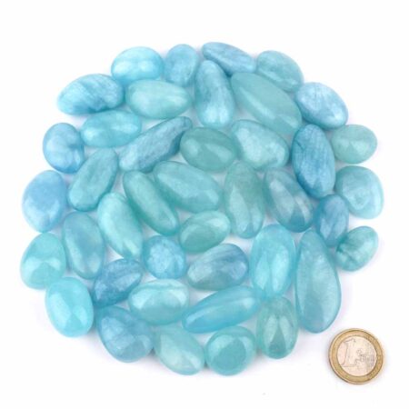 Aquamarin | Beryll Trommelsteine blau Ø ca. 20 – 40 mm in bester Qualität Edelsteine Heilsteine bei Wunderstein24