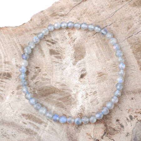 Labradorit weiß Ø 4,5 mm facettiertes Kugel | Perlen Armband flexibel und dehnbar Edelsteine Heilsteine bei Wunderstein24