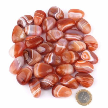 Achat | Streifenachat Trommelsteine orange | rosa Ø ca. 25 – 30 mm Edelsteine Heilsteine bei Wunderstein24