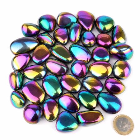 Blue Rainbow Aqua | Angel Aura Bergkristall Trommelsteine Ø ca. 25 – 40 mm Edelsteine Heilsteine bei Wunderstein24